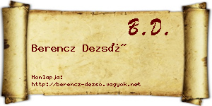 Berencz Dezső névjegykártya